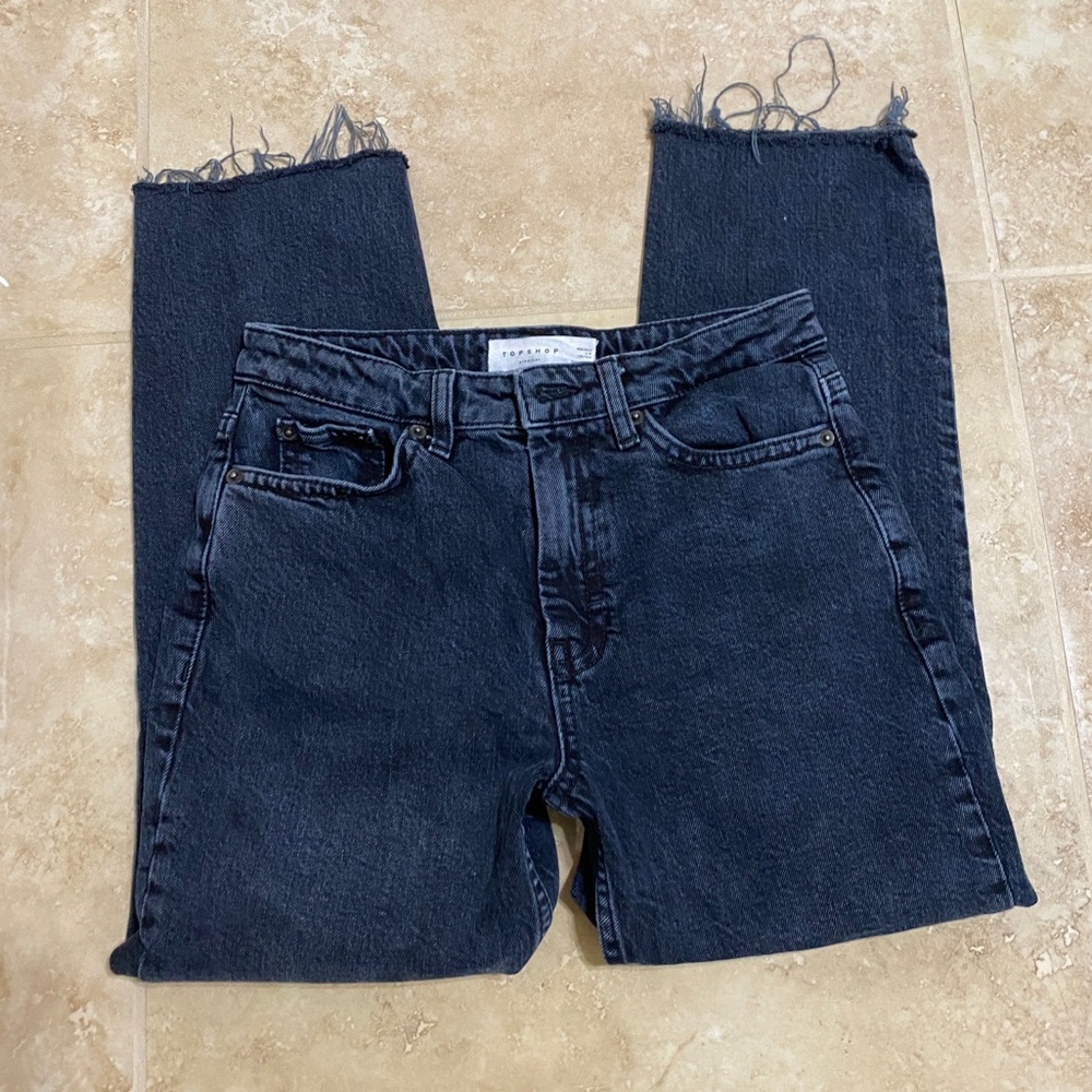 TopShop Straight Jeans Raw Hem Capri Size 26